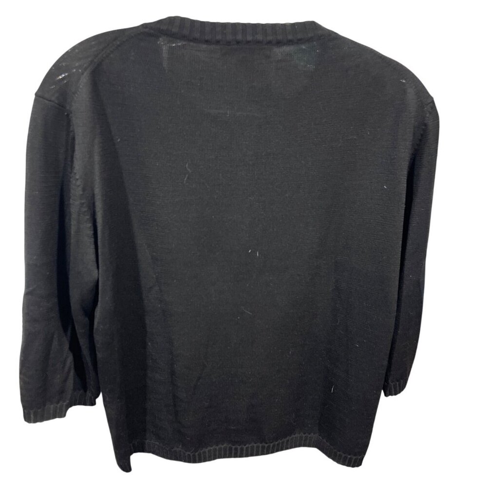 Catherine Black Silk Cardigan With Floral Embroidery & Button Front Size L 22L - Picture 2 of 6